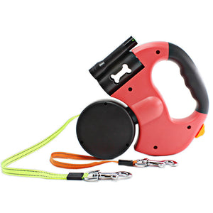 Automatic Dual Headed Pet Leashes with Flashlight