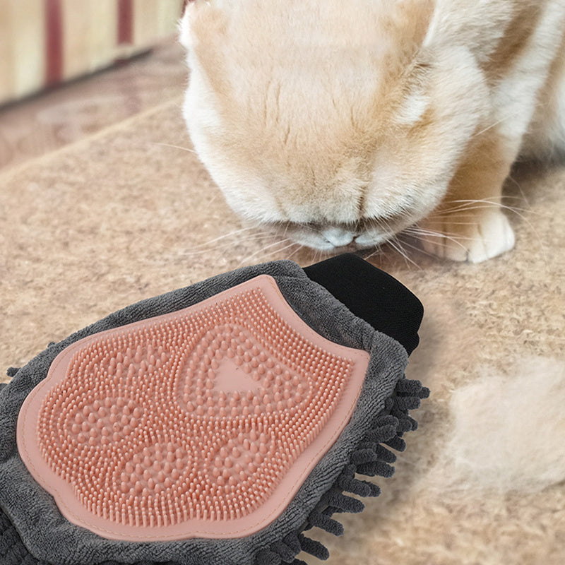 2-in-1 Grooming Glove Elegant Bathing Brushing For Pet